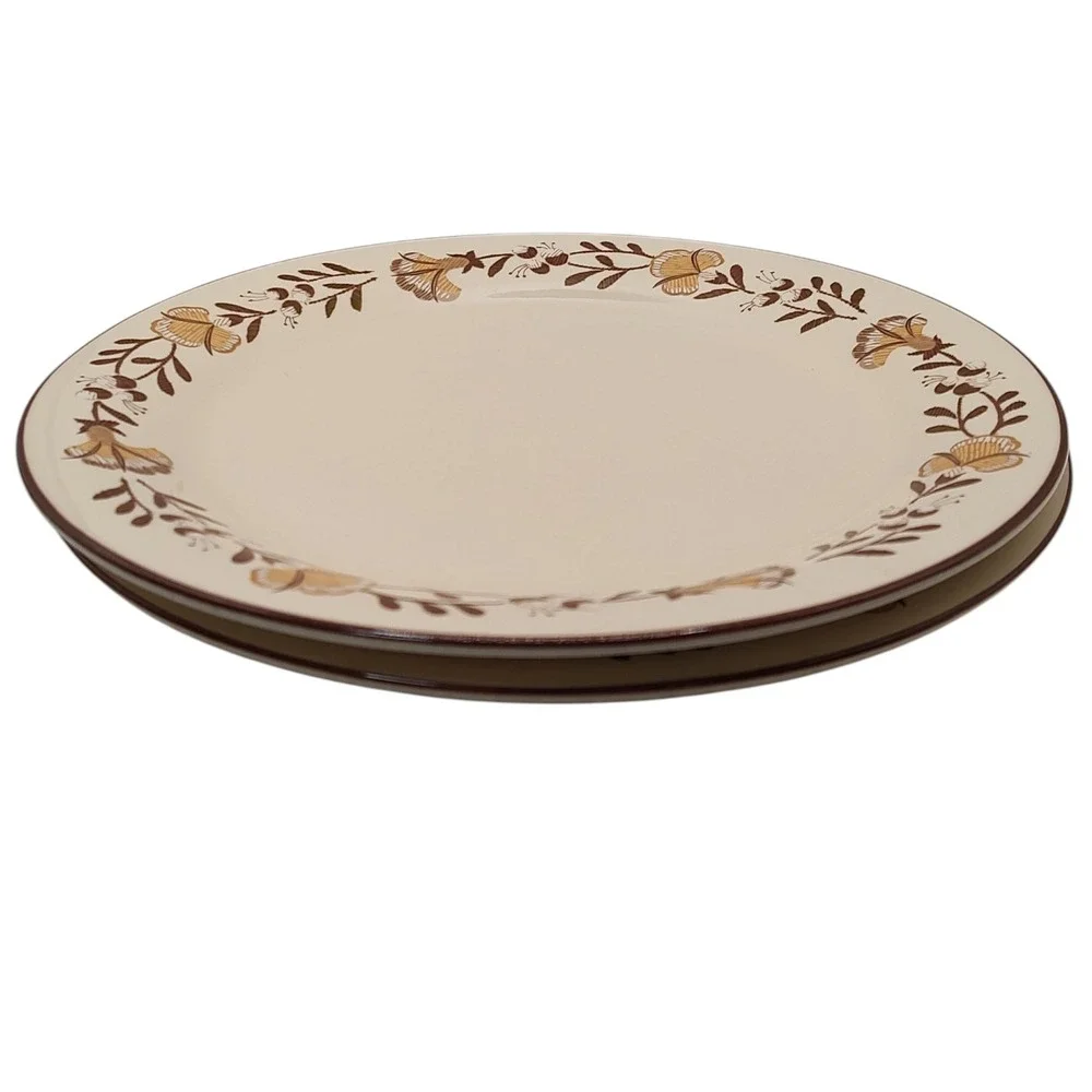 International China Dinner Plate 1776 Liberty Brown Stoneware 70s Set of Two SEE